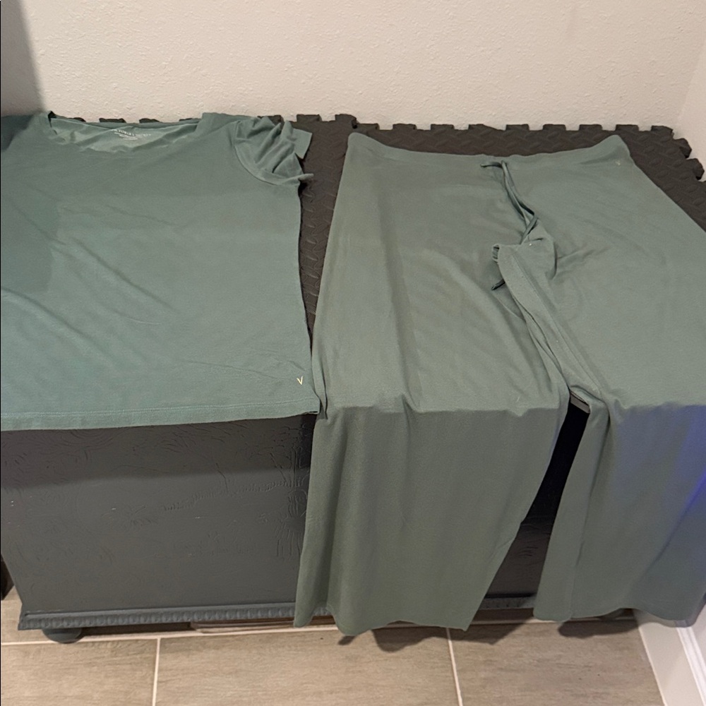 Victoria's Secret Dark Olive Green Crew Neck Tee and bottom set